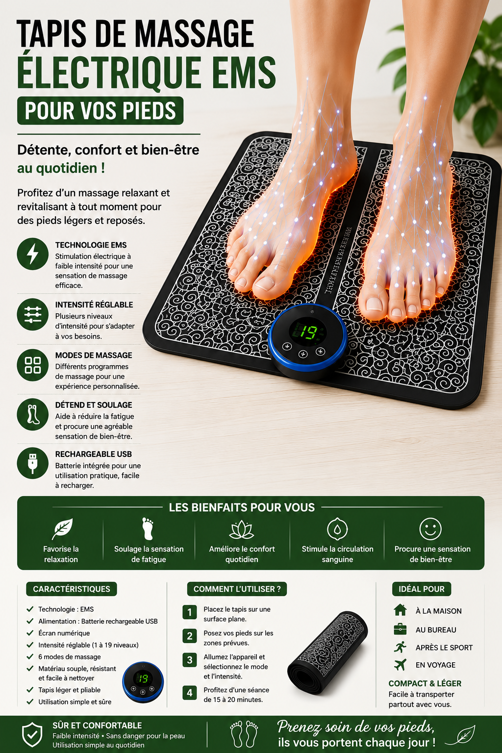 Tapis massage des pieds