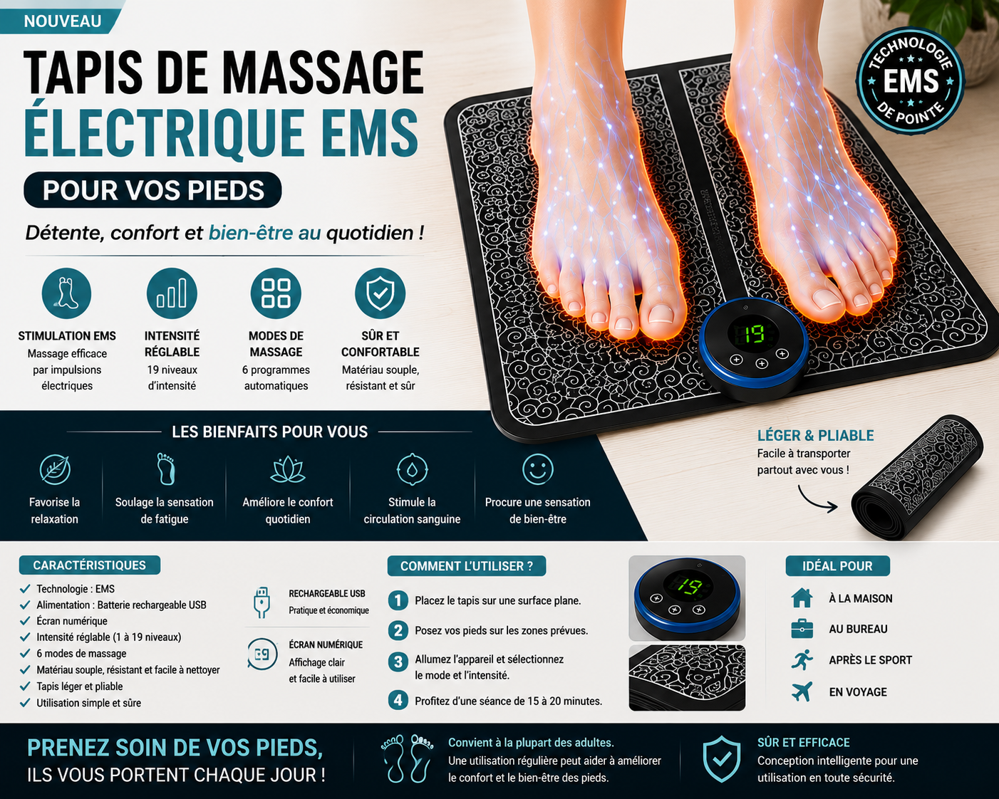 Tapis massage des pieds