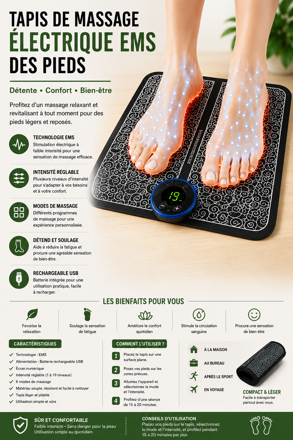 Tapis massage des pieds