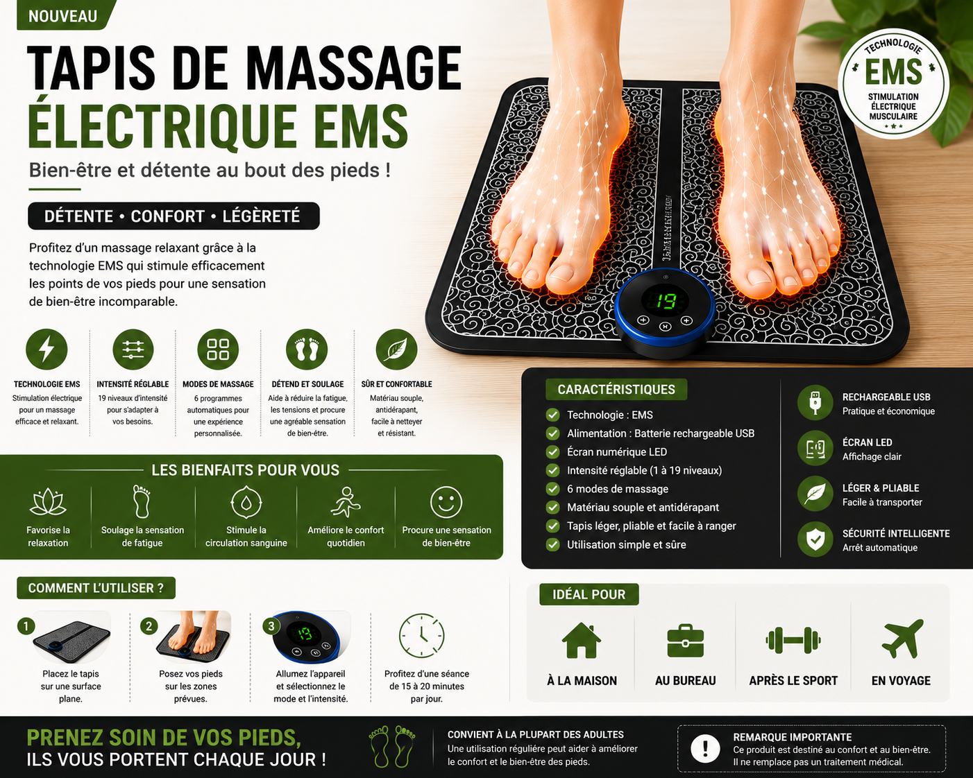 Tapis massage des pieds